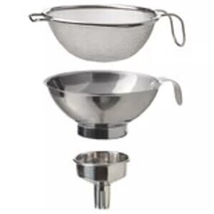 IKEA KORKEN 3-Piece Stainless Steel Sifter and Funnel Kitchen Set